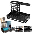 thumbnail image 2 of MOQIN Large Kitchen sink Organizer Caddy Sponge Scrubber Brush Dishrag Dishcloth Holder Rack with Drain Pan Tray Countertop Stainless Steel Rustproof,Kitchen Counter Accessories & Storage Rack, 2 of 7