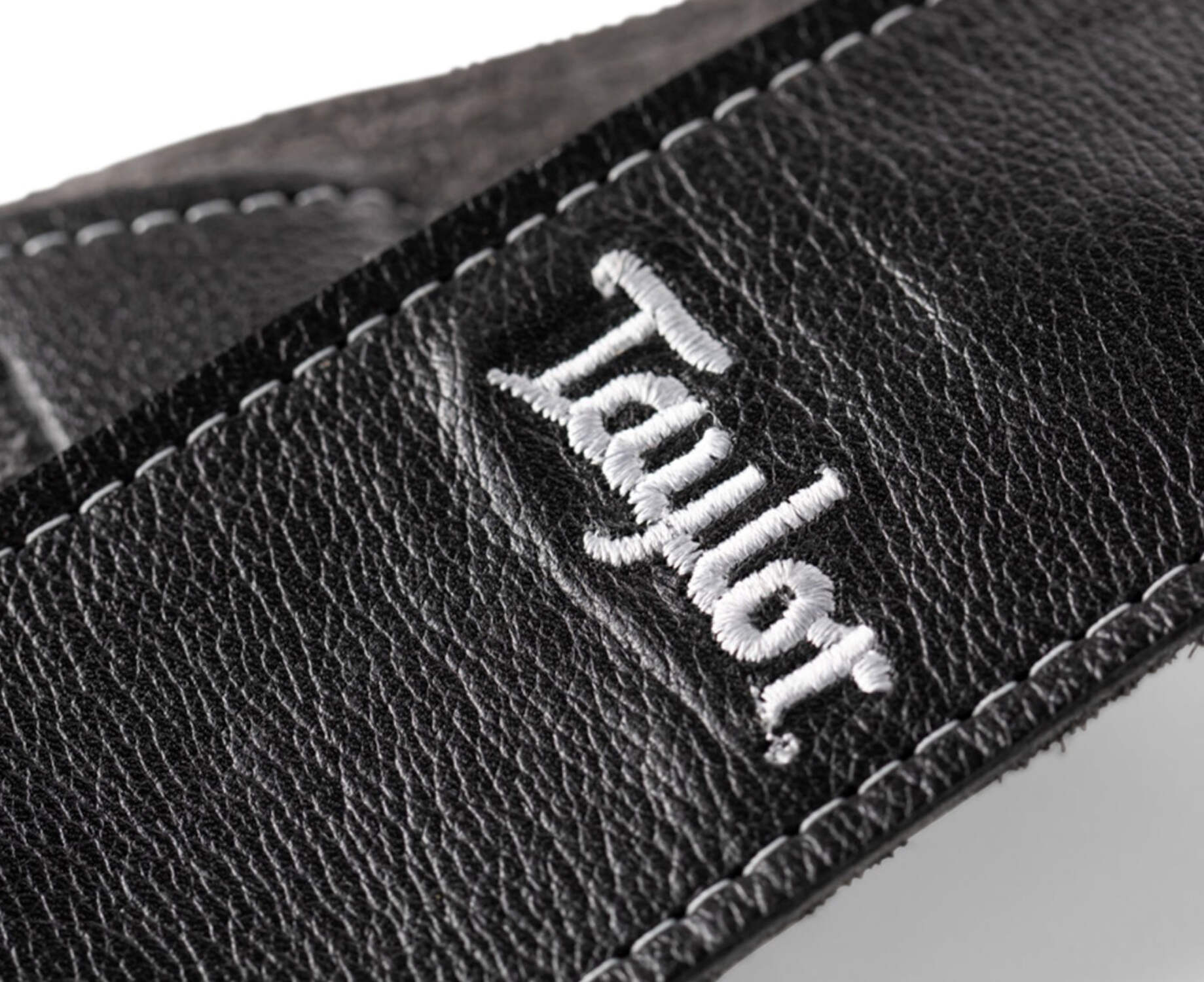 Taylor 2.5" Black Leather Guitar Strap - Black, Suede Back