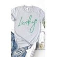 thumbnail image 3 of Retro Lucky Script Shamrock Graphic Tee T-Shirt PLUS, 3 of 7