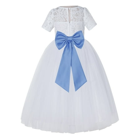 

White Floral Lace Vintage Flower Girl Dresses Special Occasions LG2T