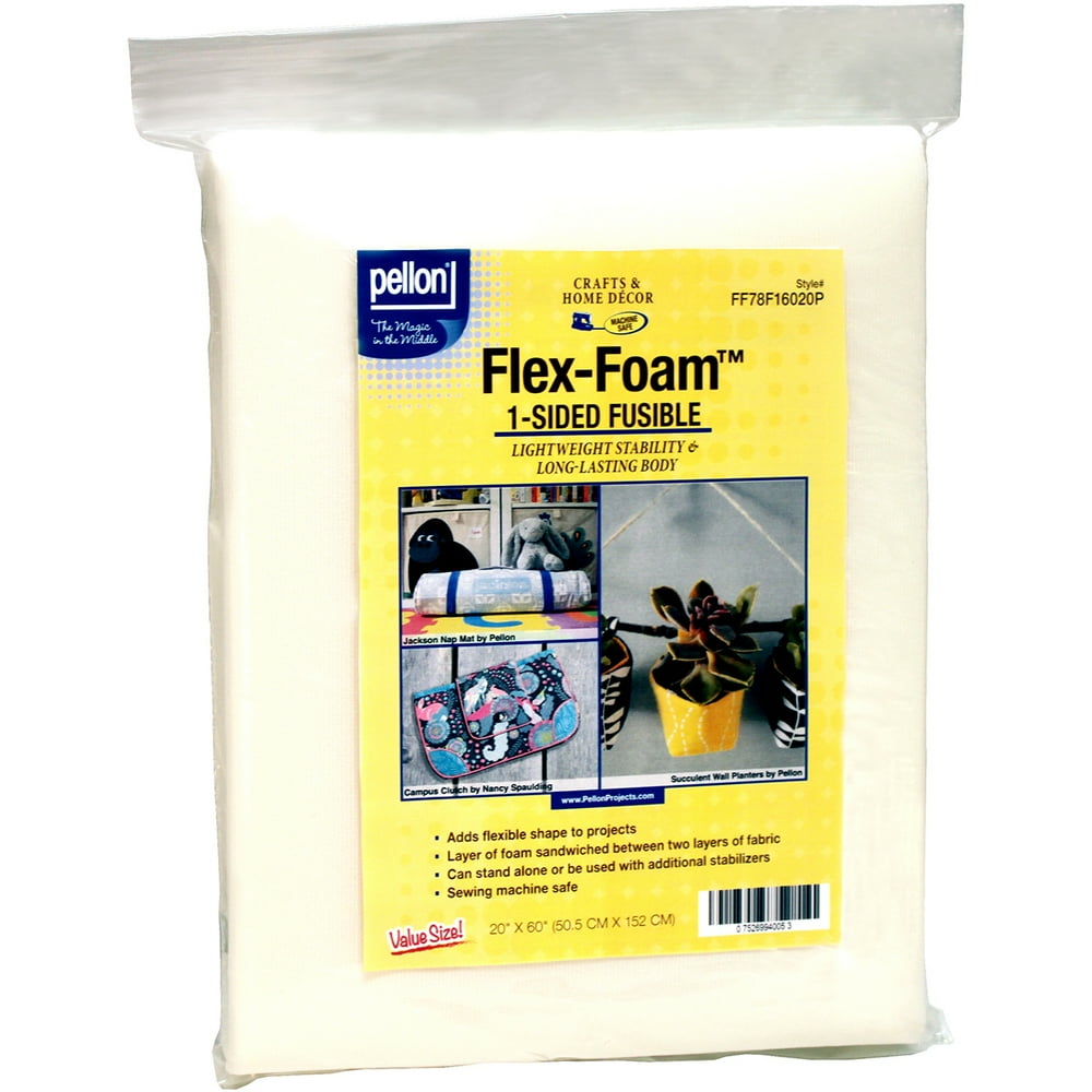 Pellon Flex Foam 1Sided Fusible Fabric Stabilizer, offWhite 20" x 60