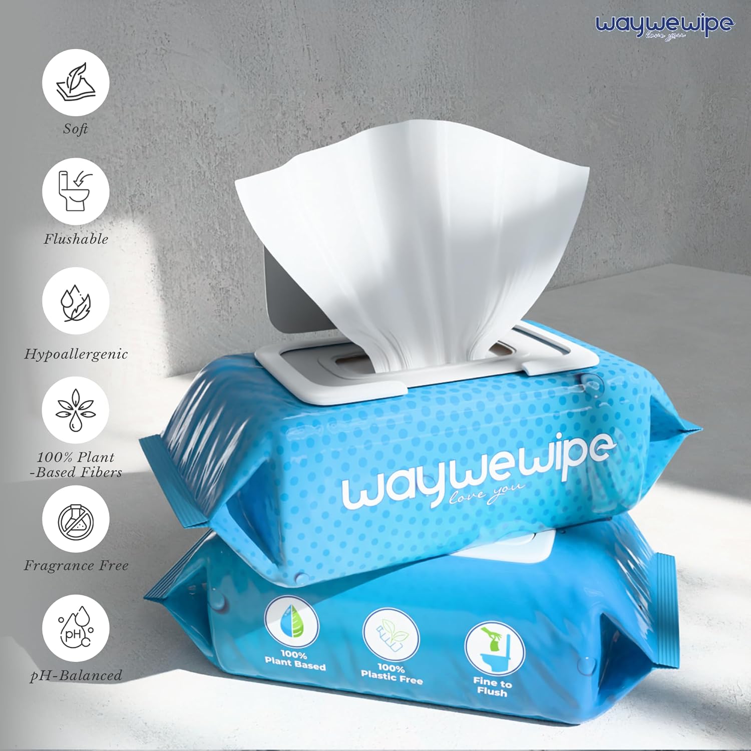 Flushable Wet Wipes, 6 Pack - 60 Wipes Per (360 Count), XL Adult Cleansing Cloth for Men & Women, Hypoallergenic 100% Plant Based Disposable, Septic Sewer Safe, Fragrance Free