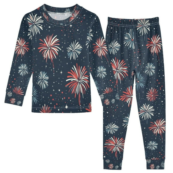 FORMRS Long Sleeve Top and Pants Pajama Set for Niños 2-Piece Sleepwear, Sizes 18M-8Y, Starry Fireworks Pattern