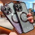 thumbnail image 6 of Magnetic Case for iPhone 14 Pro 6.1 inch with Gradient Glitter,[Compatible with MagSafe]Luxury Plating Cute Clear Bling Sparke Case for Women Girls,Shockproof TPU Camera Protector Cover-Purple, 6 of 7