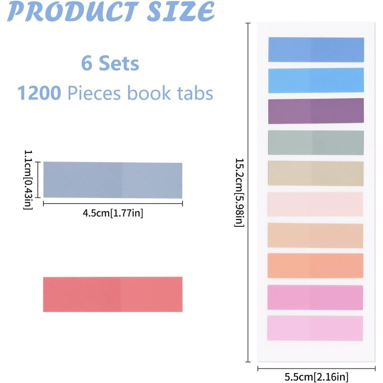 1200 Pieces Sticky Tabs Book Tabs Arrow Flags, Arrow Sticky Notes Colored