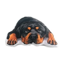 WIRESTER 9.84 inches Faux Linen Fabric & PP Cotton Filler Animal Shaped Pillow Cushion, Rottweiler Dog Lying Down Looking Up