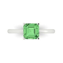 Solitaire Engagement Ring for Women - 1.5ct Simulated Green Diamond in 18K White Gold Promise Ring