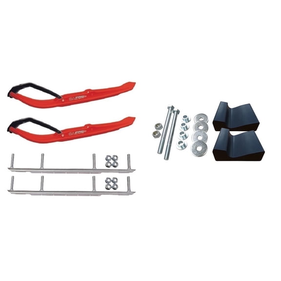 C&A Pro Red MTX Snowmobile Skis w/ 9" Shaper Bars Complete Kit 2017-2020 Ski-Do Summit 4th Gen Chassis