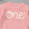 thumbnail image 4 of IBTOM CASTLE Toddler Baby Girls 1st Birthday Outfit Boho Embroidery One Sweater Top Knit Pullover Sweatshirt Fall Winter Clothes 1 Year Pink, 4 of 8