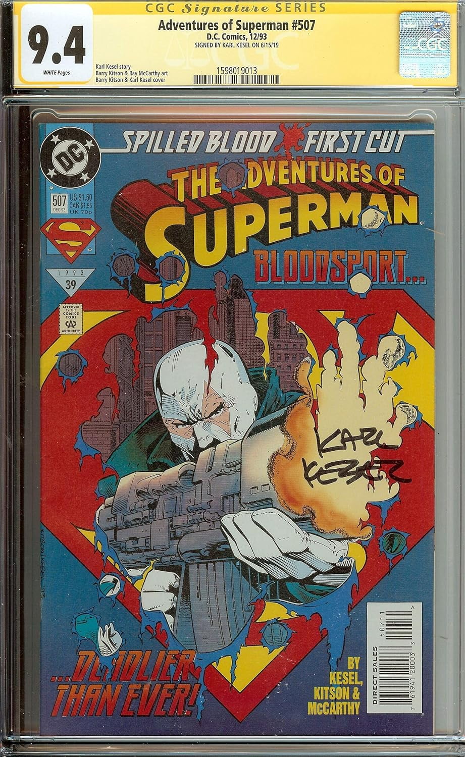 The Adventures of Superman #507 Signed Karl Kesel CGC 9.4