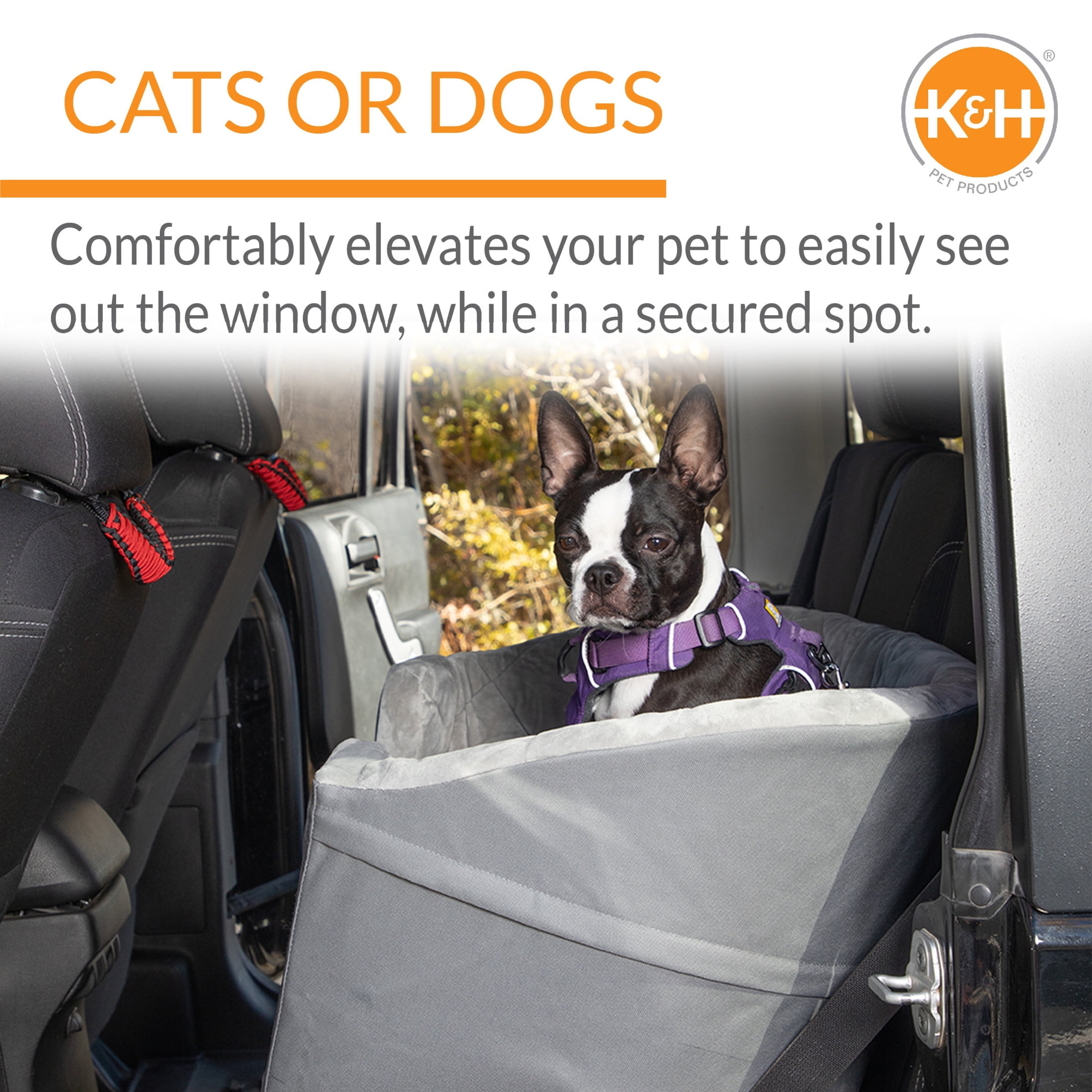 K&H Pet Products Bucket Booster Dog Car Seat Knockdown Gray/Gray Large