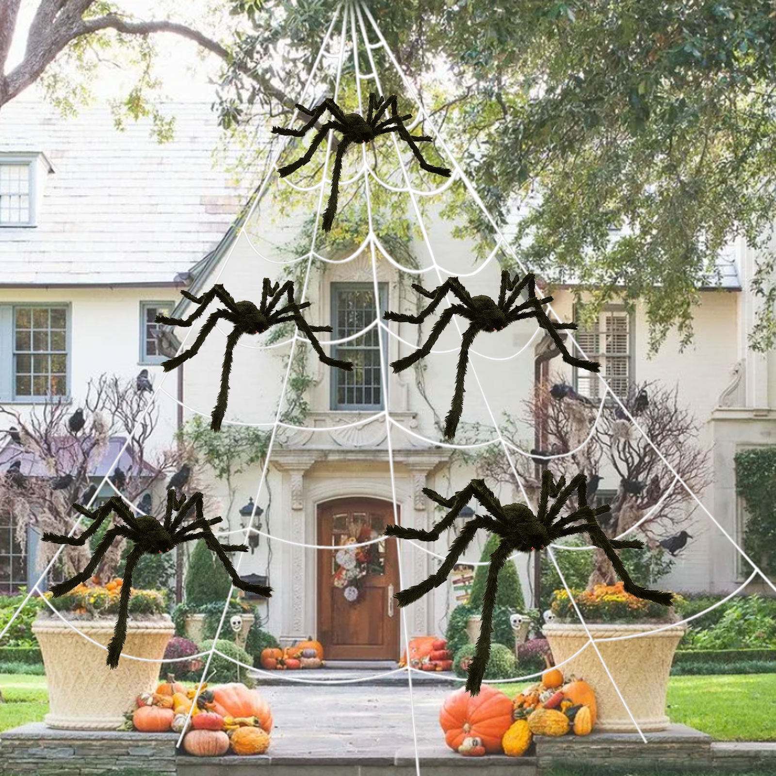 Xihbxyly Decoración de Araña de Halloween, Telaraña Realista de Gran ...