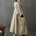 thumbnail image 5 of Joernso Spring Autumn Women Trench Coat Solid Color Loose Hooded Streetwear Literary Style Single Breasted Windbreaker Overcoat for Working, 5 of 8