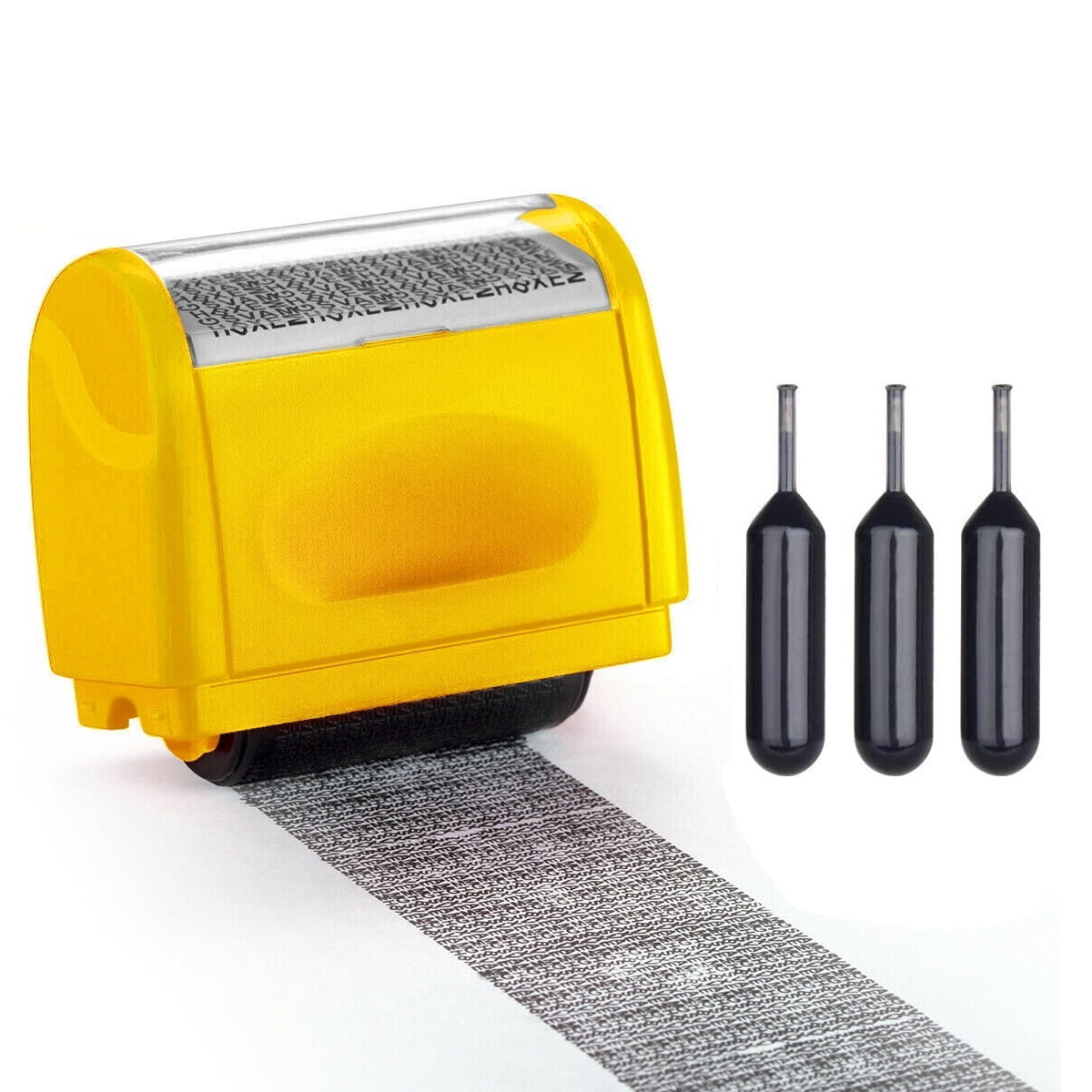 Private & Confidential Stamp Roller for Personal Information Blackout MoKo Identity Theft Protection Stamp Roller Large Size Refillable Self Inking Wide Roller Security Stamp Yellow
