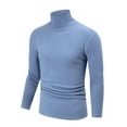 thumbnail image 4 of High Neck Tops for Men Slim Fitted Soft Pullover Fleece Casual Base Sweater Solid Long Sleeve Turtleneck Shirts (M, Blue), 4 of 5