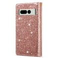 thumbnail image 3 of SaniMore Shining Star Laser Designed for Google Pixel 7A Case, Zipper Wallet Case for Girls Women, PU Leather Flip Kickstand Card Slot + Wrist Strap Cover for Google Pixel 7A, Rosegold, 3 of 8