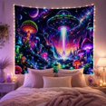 thumbnail image 2 of Moon Stars Alien with Star Strewn Metallic Flying, Mystical Fantasy for Space Lovers, Galaxy Room Decor, Graduation Gift, Tapestry Wall Hanging for Bedroom and Dorm, 2 of 7