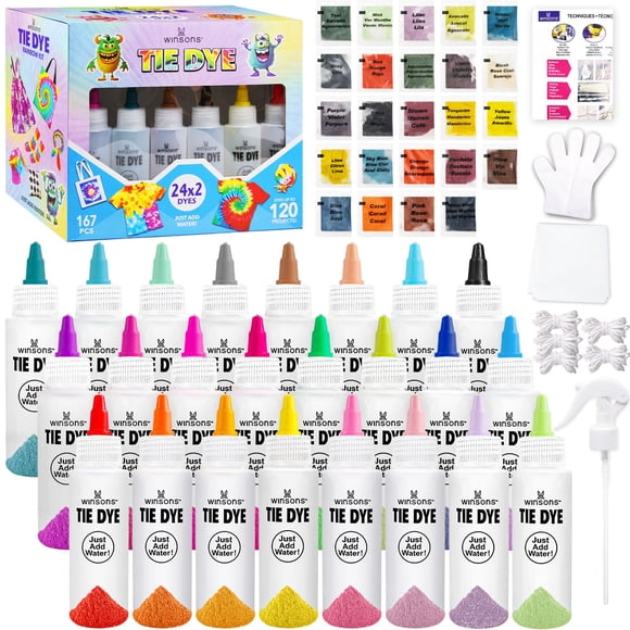 Kit de tie dye WINSONS de 24 colores, tinte para tela no tóxico