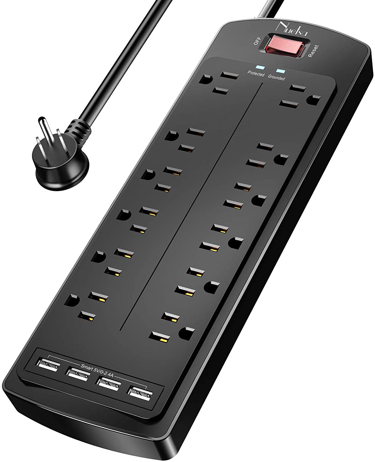 Power Strip , Surge Protector with 12 Outlets and 4 USB Ports, 6 Feet