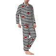 thumbnail image 2 of Fotbe Ladybugs on Black and White Striped Pattern Long Sleeve Pajama Set for Men,Sleepwear Set,2-piece Loungewear Set,Soft PJs Comfy Nightwear with Pockets-Medium, 2 of 7