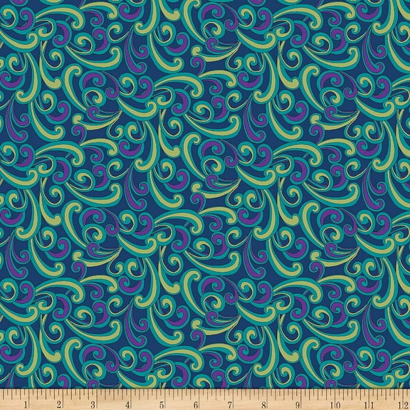 Quilting Treasures Echo Scroll Quilt Fabric, Navy Blue, Quilt Fabric 100% Cotton Fabric sold by the yard