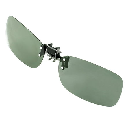 Unisex Polarized Lens Rimless Flip Up Clip on Eyeglasses Sunglasses Dark Green