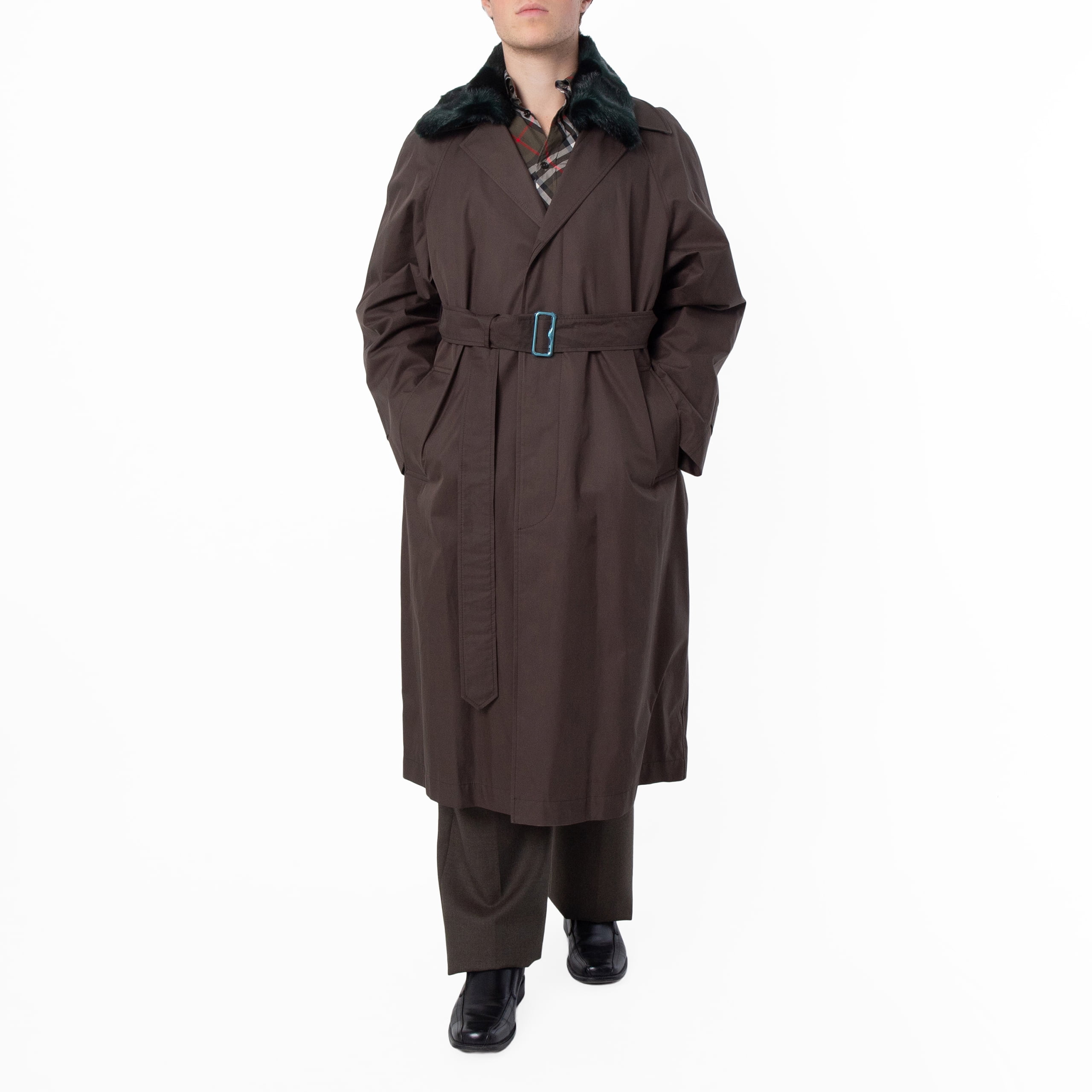 Balenciaga Men's Military Beige Belted Maxi Trench Coat, Size XX