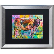 Trademark Fine Art "Cow" Canvas Art by Dean Russo, Black Matte, Silver Frame