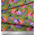 thumbnail image 2 of Soimoi Moss Georgette Fabric Floral,Toucan & Flamingo Bird Fabric Prints by Yard 42 Inch Wide, 2 of 3
