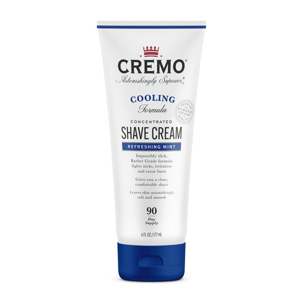 Cremo Crema de Afeitar Concentrada para Hombres 6 fl oz, Fórmula Refrescante, Aroma a Menta Refrescante
