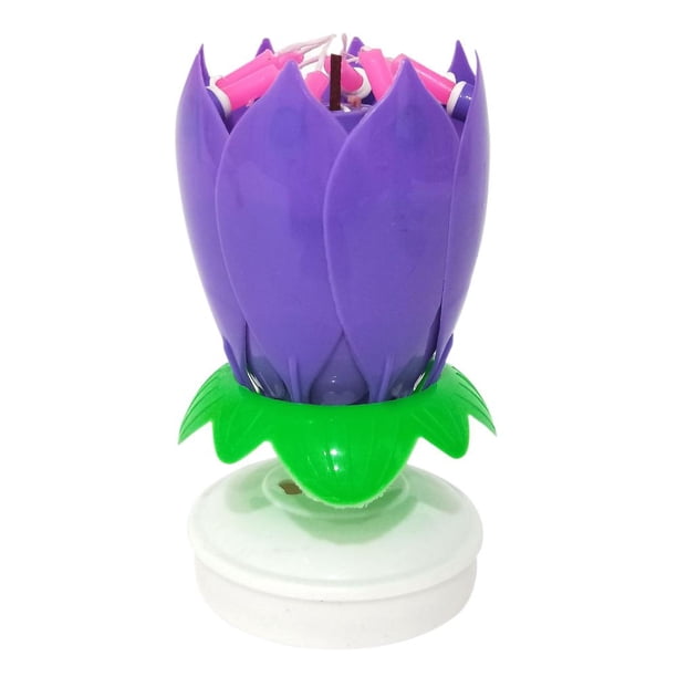 Hugtrwg Cake Candle - Velas giratorias electrónicas - Doble capa (púrpura)