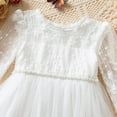 thumbnail image 5 of JIAYUE Girls Dress Casual Tutu Long Sleeve Solid Color Dress For Baby Toddler 9 Months To 3 Years Comfy Playwear In Fall Winter(White), 5 of 9