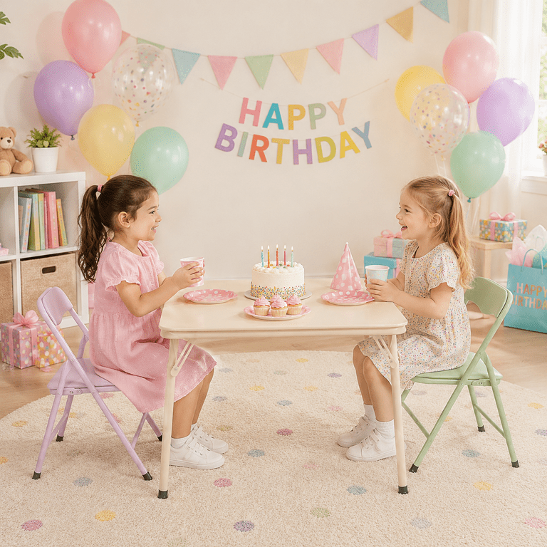 Homy Casa Kids Activity Table and Chairs Set, 3-Piece Pastel photo 8