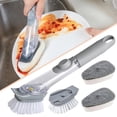 thumbnail image 2 of Herramientas de limpieza de cocina, cepillo de platos de mango largo, dispensador de jabón líquido, limpiador de platos, para lavar platos cepillo de esponja, toallita para lavar ollas, 2 of 4