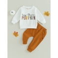 thumbnail image 2 of Liacowi Toddler Boy Halloween Outfits 6M 12M 18M 2T 3T Baby Boy Long Sleeve Letter Print Sweatshirt+Elastic Waist Pants 2Pcs Infant Halloween Clothes Costume, 2 of 9