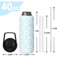 thumbnail image 2 of 40oz Daisy Water Bottles with Flip Straw & Spout Lid, Double Wall Stainless Steel Travel Sport Bottle, Blue Gym Gifts for Women Men (1PC), 2 of 6