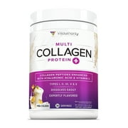 Vitauthority Multi Collagen Peptides Hydrolyzed Protein Powder with Hyaluronic acid & Vitamin C, Pina Colada, 9.7 oz