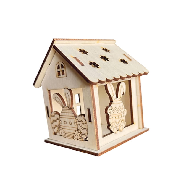 Kit de manualidades de casas de primavera de madera, actividades de manualidades de Pascua, manualidades de madera en 3D Estilo E
