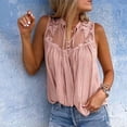 thumbnail image 5 of Bixock Womens Tank Tops Summer Sleeveless Shirts Solid Color Chiffon Composite Ruffle Detail V Neck Blouse Lightweight Travel Vacation Clothes, 5 of 7