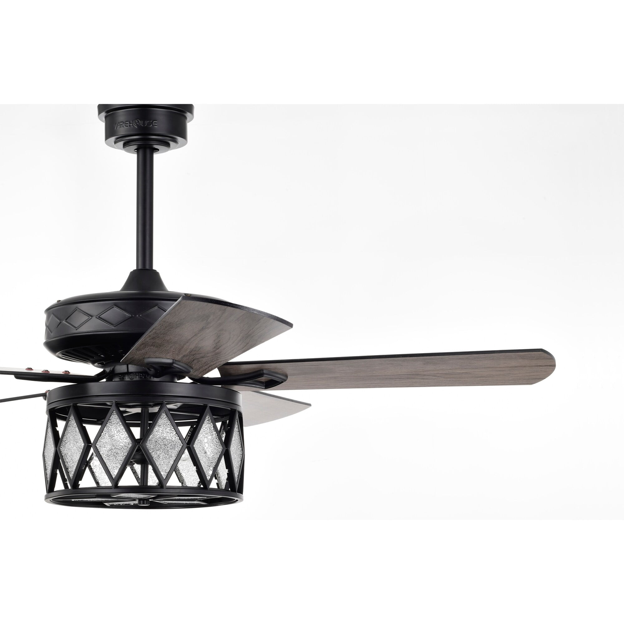 Jescha 52 in. 2-Light Indoor Matte Black Finish Ceiling Fan with Light Kit and Remote