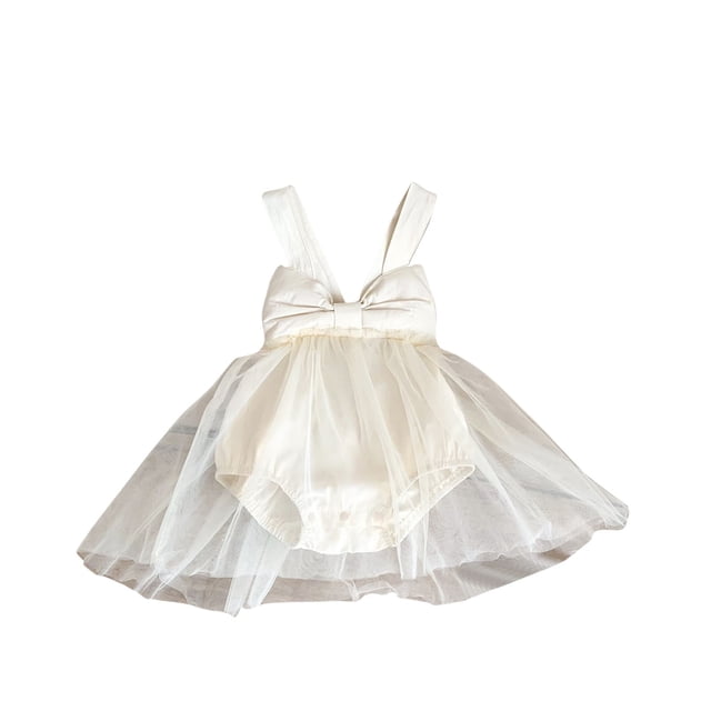 Ashirexll Robes pour Filles Sans Manches à Col Rond Robe en Mélange de Tulle de Couleur Unie Longueur Genou Kaki 4-5 Ans