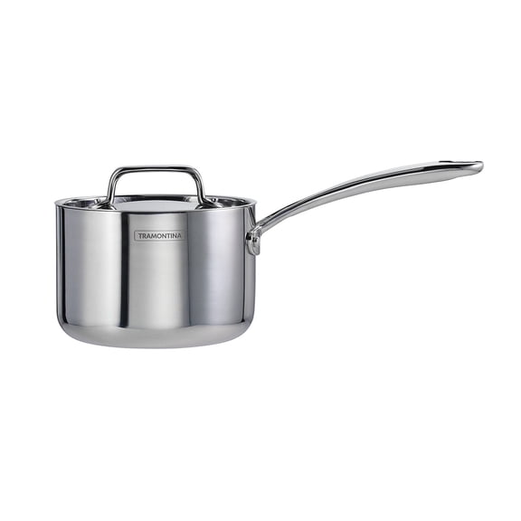 Tramontina Utsava Tri-Ply Clad 2.2 Qt Covered Saucepan with Ceramic Interior – Induction-Ready