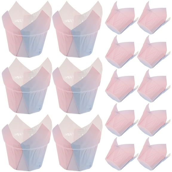 ELAYARD Tulip Cupcake Liners Assorted Color Paper Baking Accessory 50Pcs
