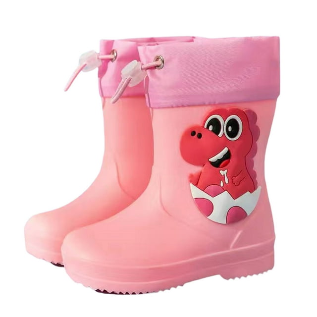 Kids Rain Boots Cartoon Dinosaur Pattern Waterproof Wellies Water Boots