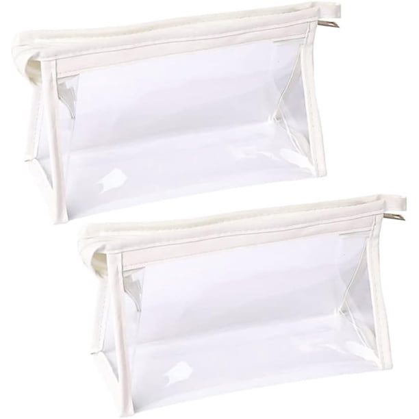 2 uds bolsas de aseo transparentes bolsas de cosméticos transparentes bolsas de maquillaje de viaje bolsas de baño de vacaciones estuches de almacenamiento de brochas de maquillaje blanco