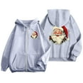 thumbnail image 5 of Christmas Hoodies for Women 2025 Long Sleeve Zip Up Santa Claus Graphic Hooded Sweatshirt with Pockets Jacket Coat, 5 of 7