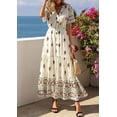 thumbnail image 4 of PRETTYGARDEN Womens Summer Boho Maxi Dress Trendy Short Sleeve V Neck Flowy Beach Floral Dresses with Pockets, 4 of 8