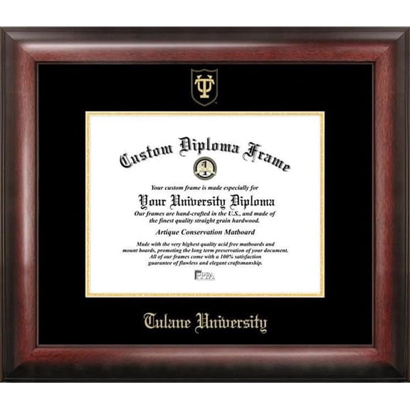 Campus Images LA995GED-1185 8.5 x 11 in. Tulane University Gold Embossed Diploma Satin Mahogany Frame