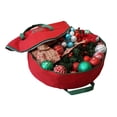 thumbnail image 3 of Heavy Duty Wreath Bag High Quality Polyester Circular  Holiday Wreath Garland Lights Decorations Storage Bags 30 Inch Red, 3 of 5