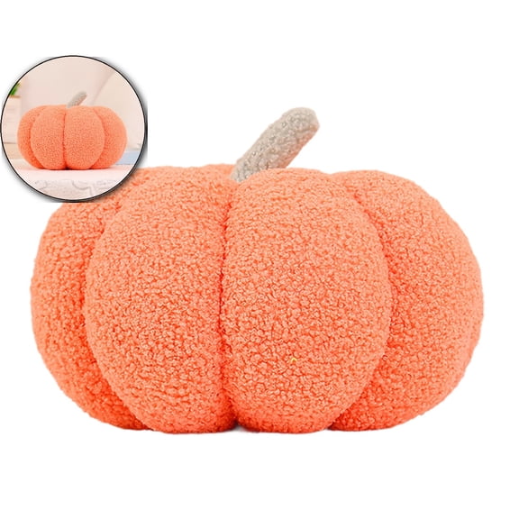 Simulated Fall Pumpkin Shaped Throw Pillow 3D Cozy Pumpkin Plush Pillow Cushion for Autumn Halloween Thanksgiving Party Decoration Bedroom Sofa Home Couch
